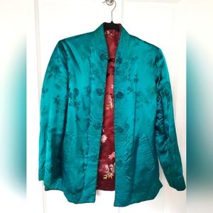 Vintage Reversible Heavy Silk Chinese Jacket with pockets Size S.